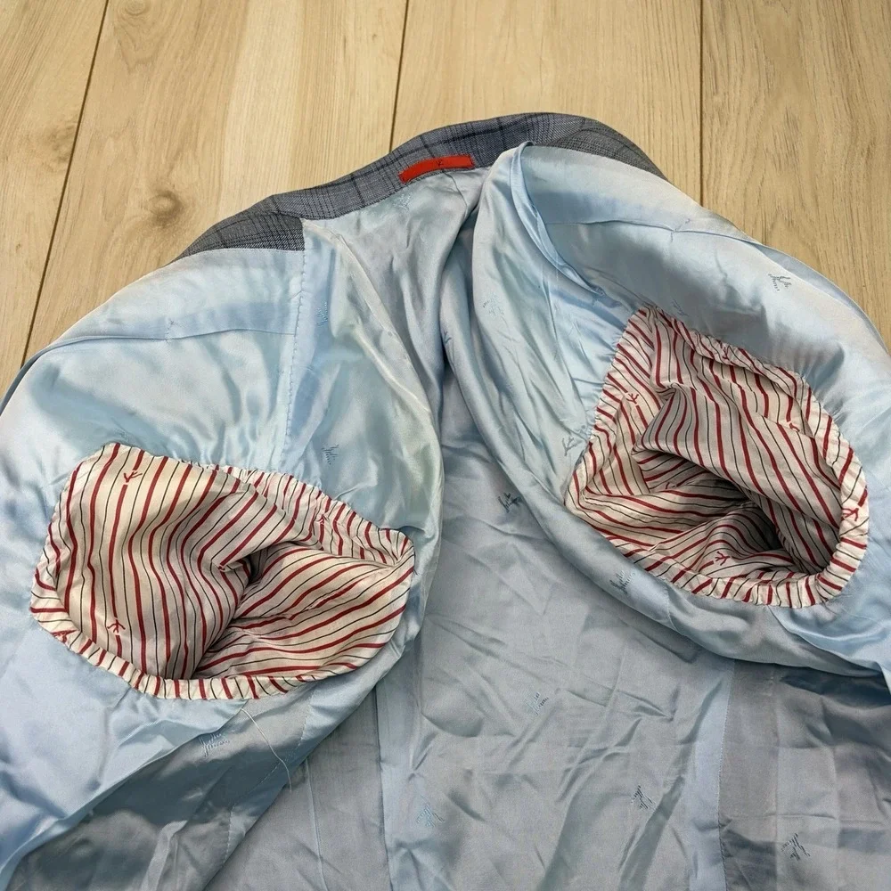 ISAIA Wool Silk Linen Glen Plaid Base 